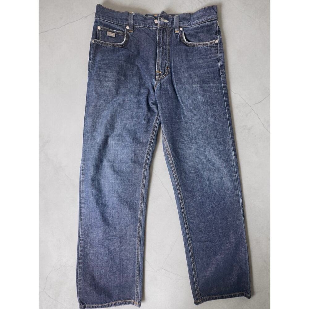 Hugo Boss Alabama Jeans Mens 36x32 Blue Denim Straight Fit Classic 5 Pocket